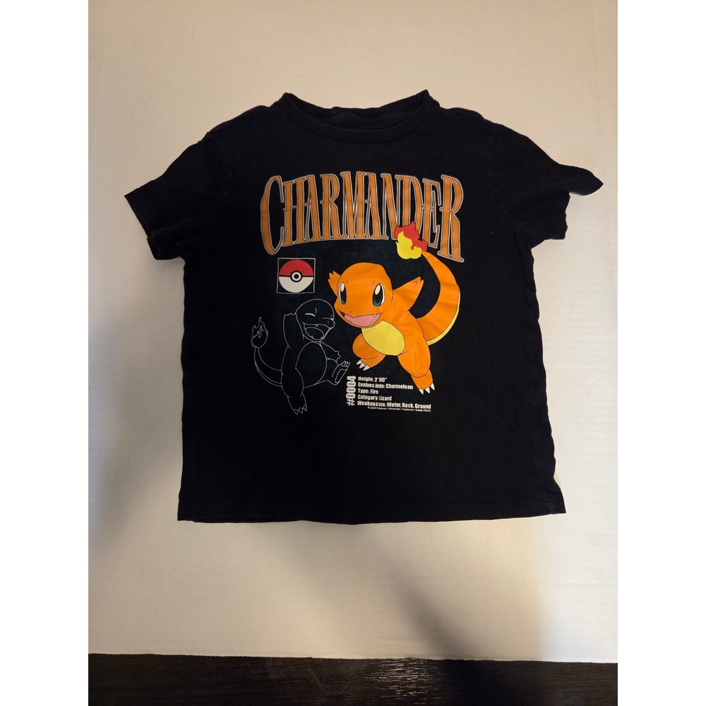 Old Navy Pokemon Charmander Graphic Tee Boys Medium 8 Black Short Sleeve Shirt